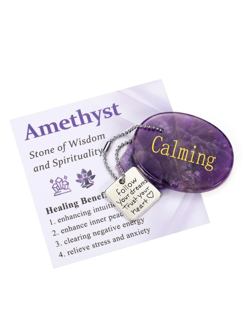 Top Plaza amethyst worry stone keychain for portable calm and focus.