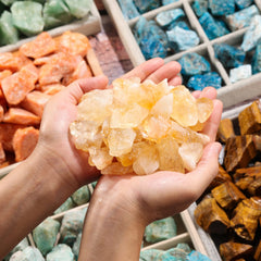 Top Plaza citrine crystals for tumbling and polishing projects.