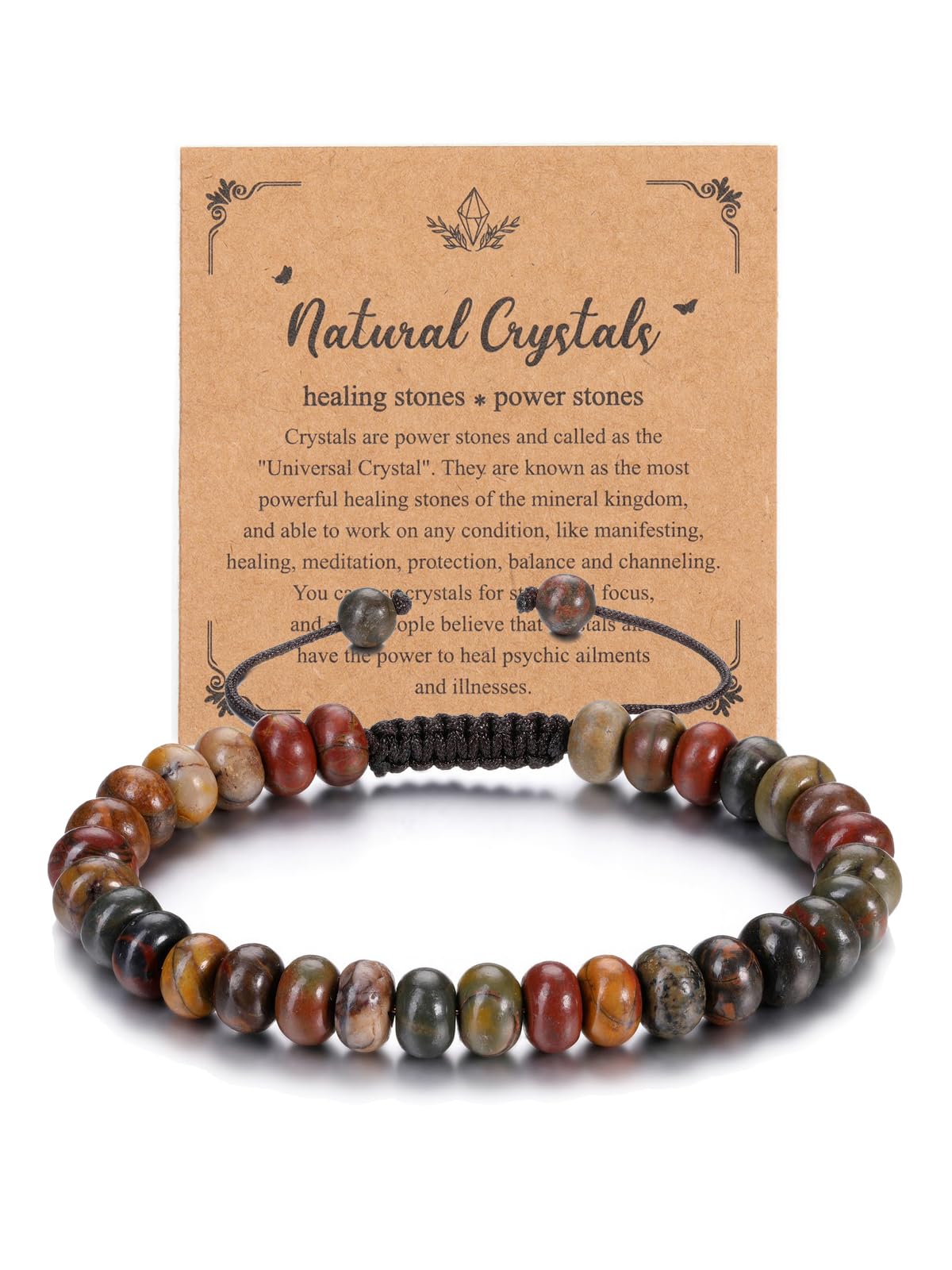 Top Plaza crystal beaded bracelet for men with adjustable cord for daily wear