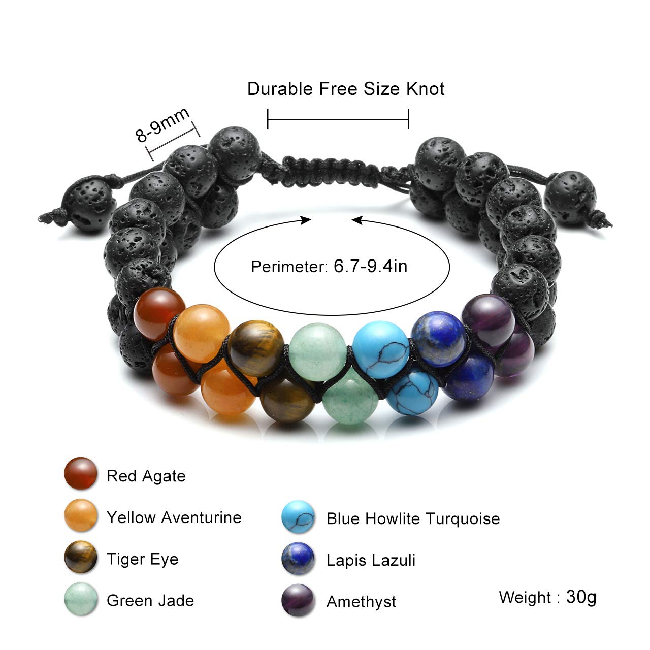 Lava rock stones absorbing essential oils on Top Plaza bracelet