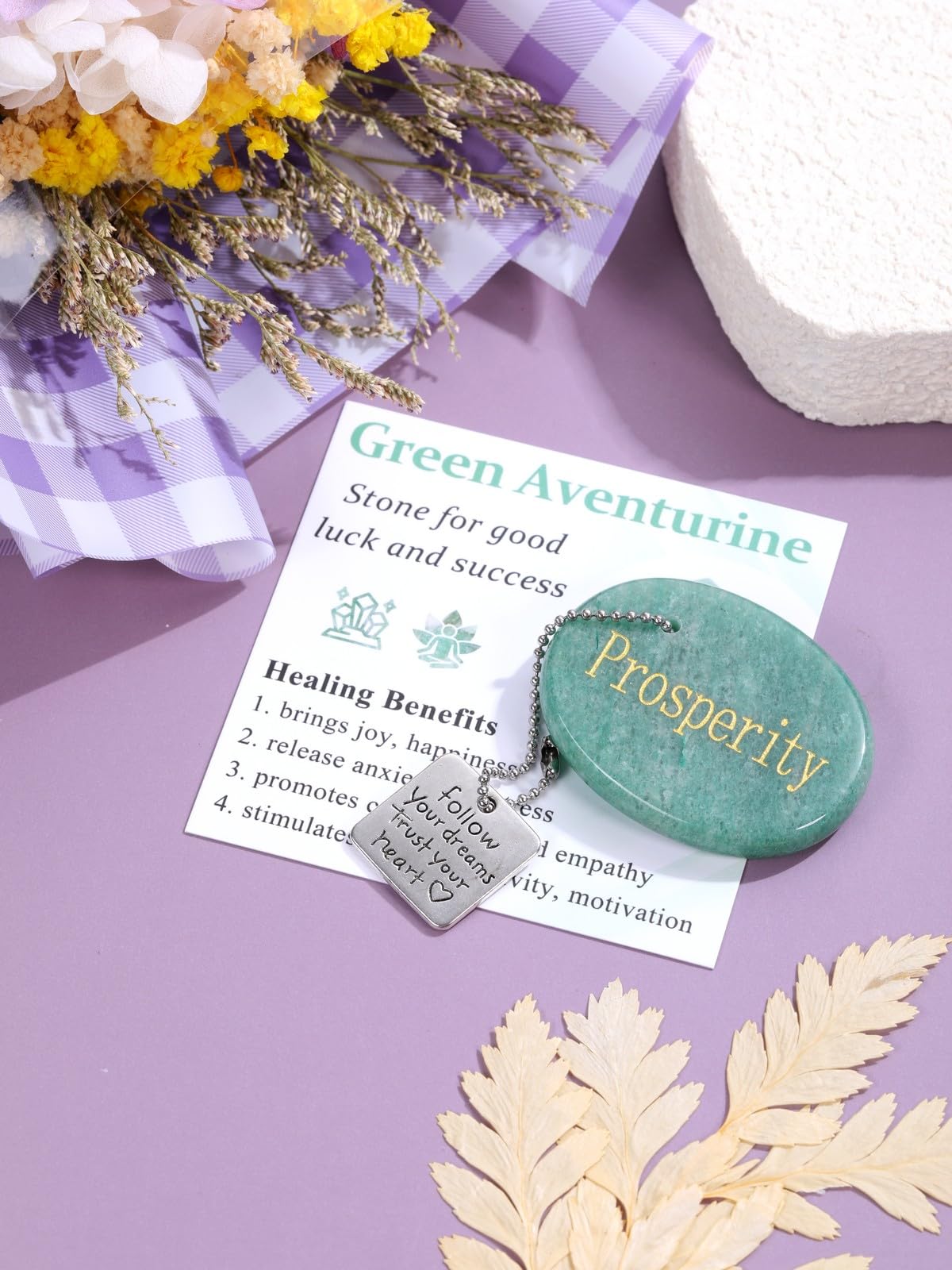 Top Plaza engraved tag with Follow Your Dreams for motivation