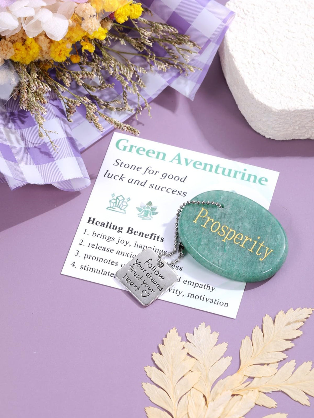 Top Plaza engraved tag with Follow Your Dreams for motivation