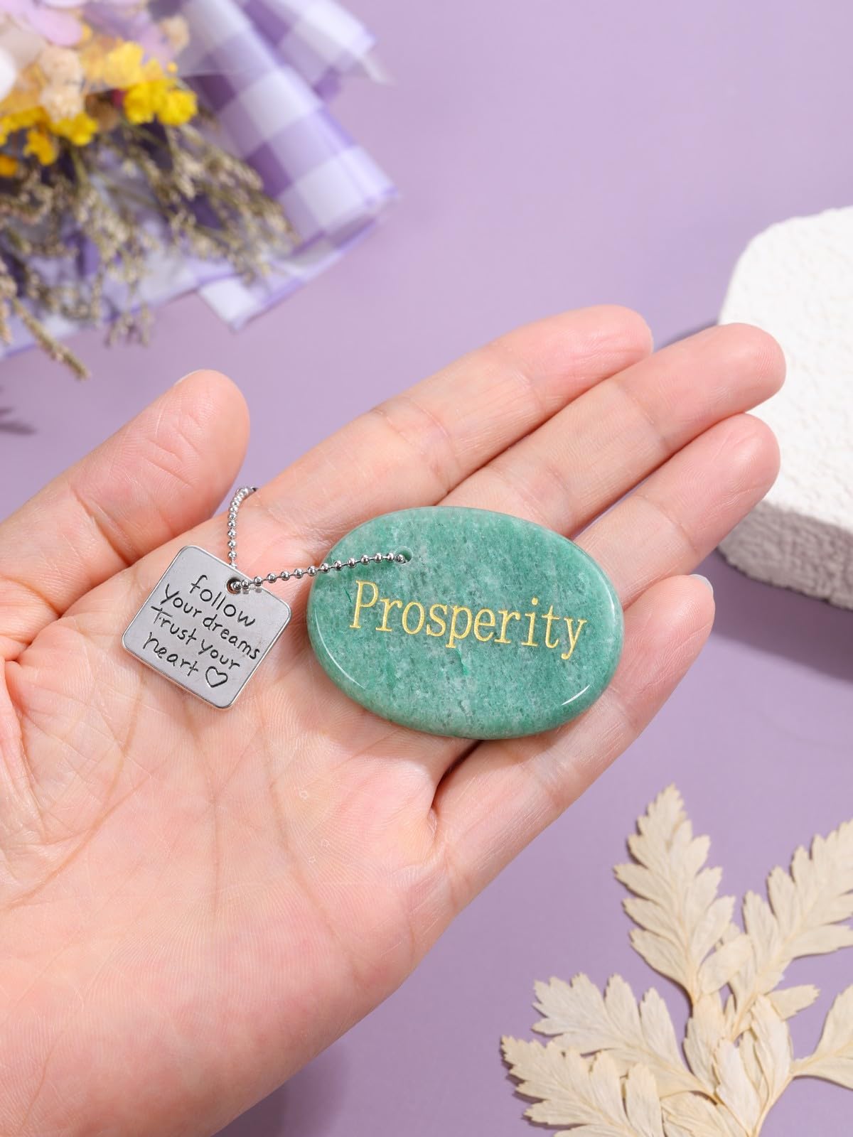 Top Plaza green aventurine palm stone for heart chakra balance and calm