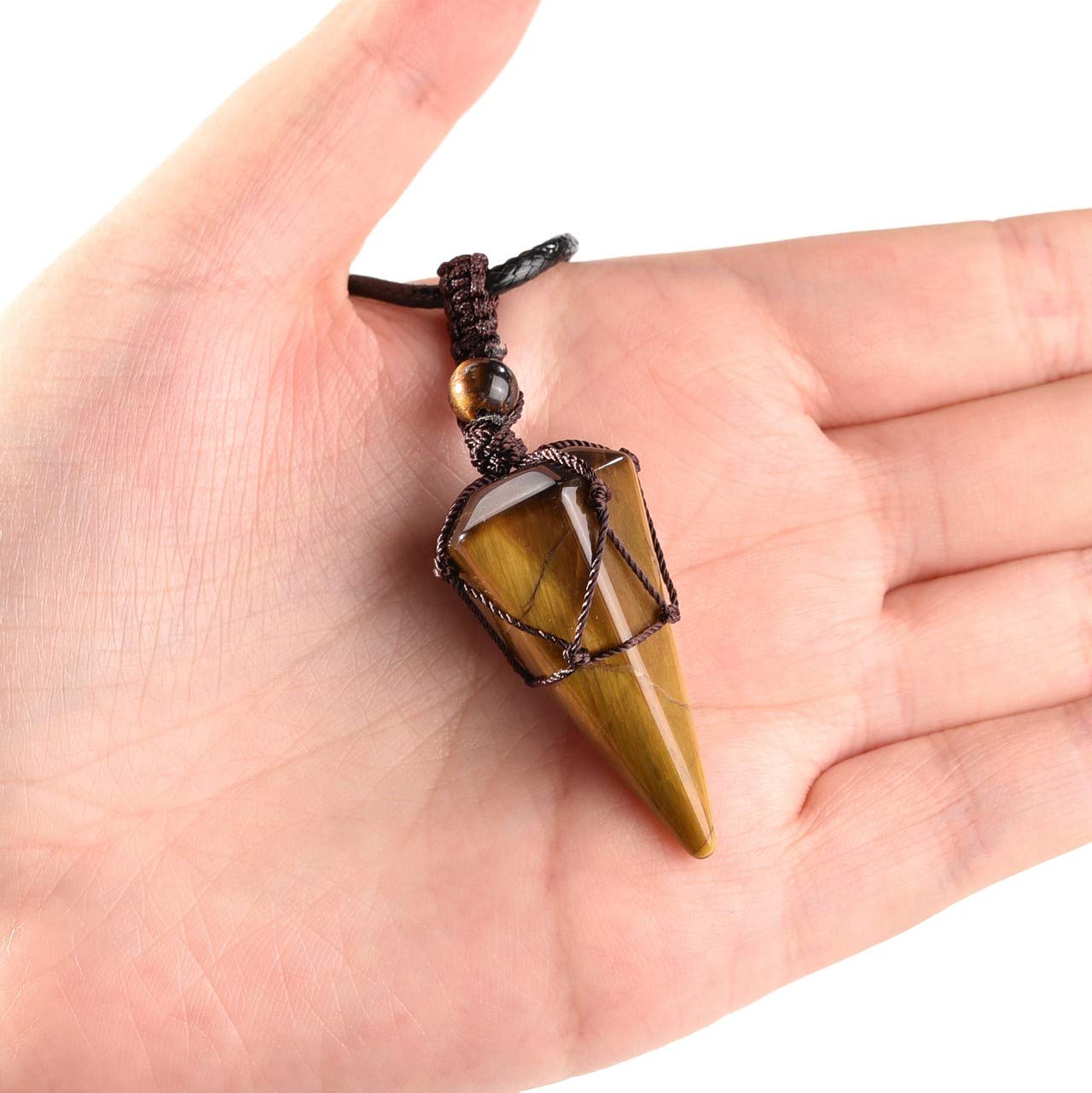 Top Plaza natural tiger eye necklace with warm glow