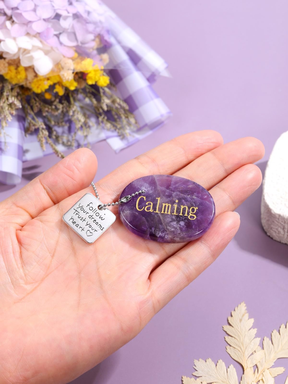 Top Plaza pocket crystal palm stone ideal for meditation on the go.