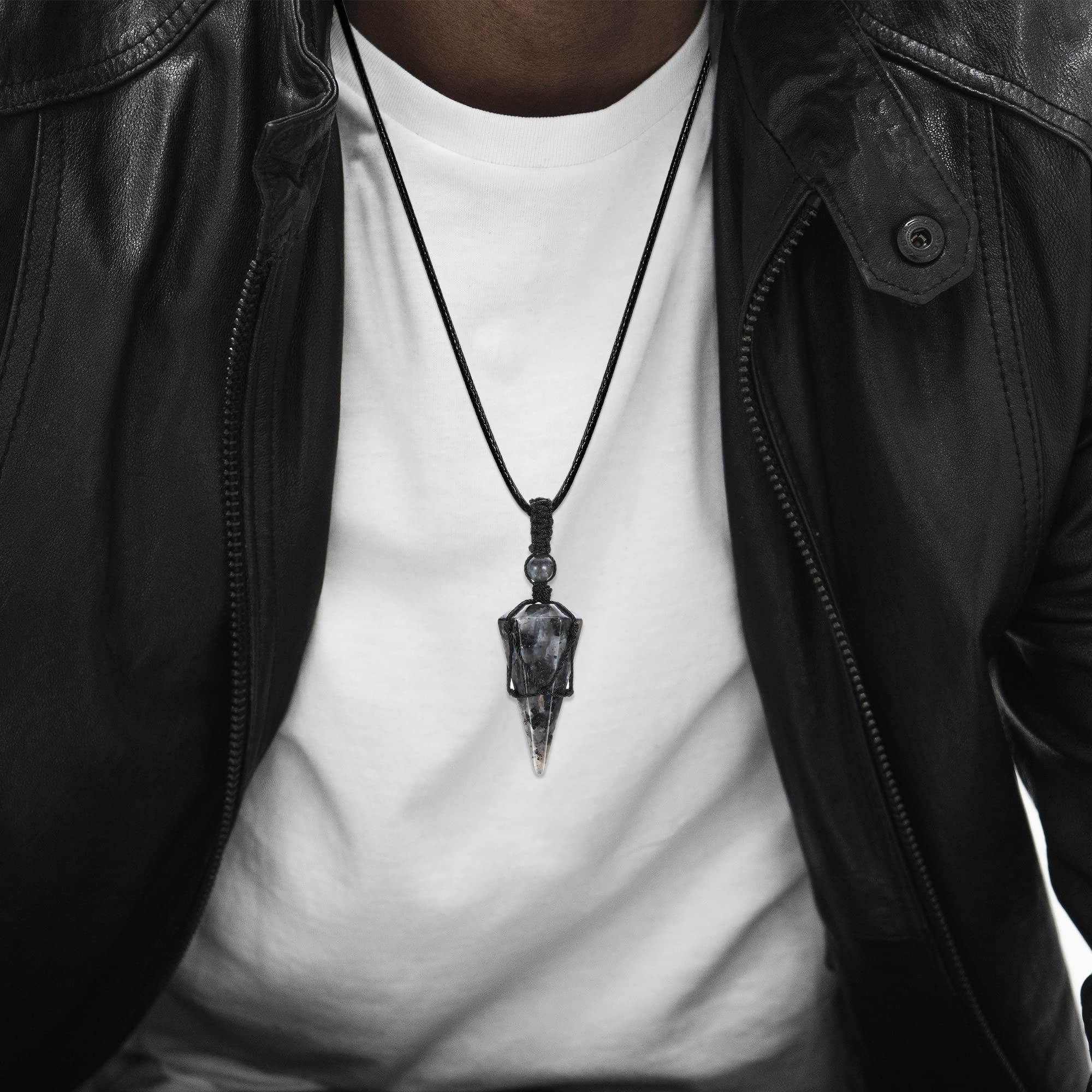Top Plaza Reiki crystal necklace adjustable rope enhances focus during meditation.