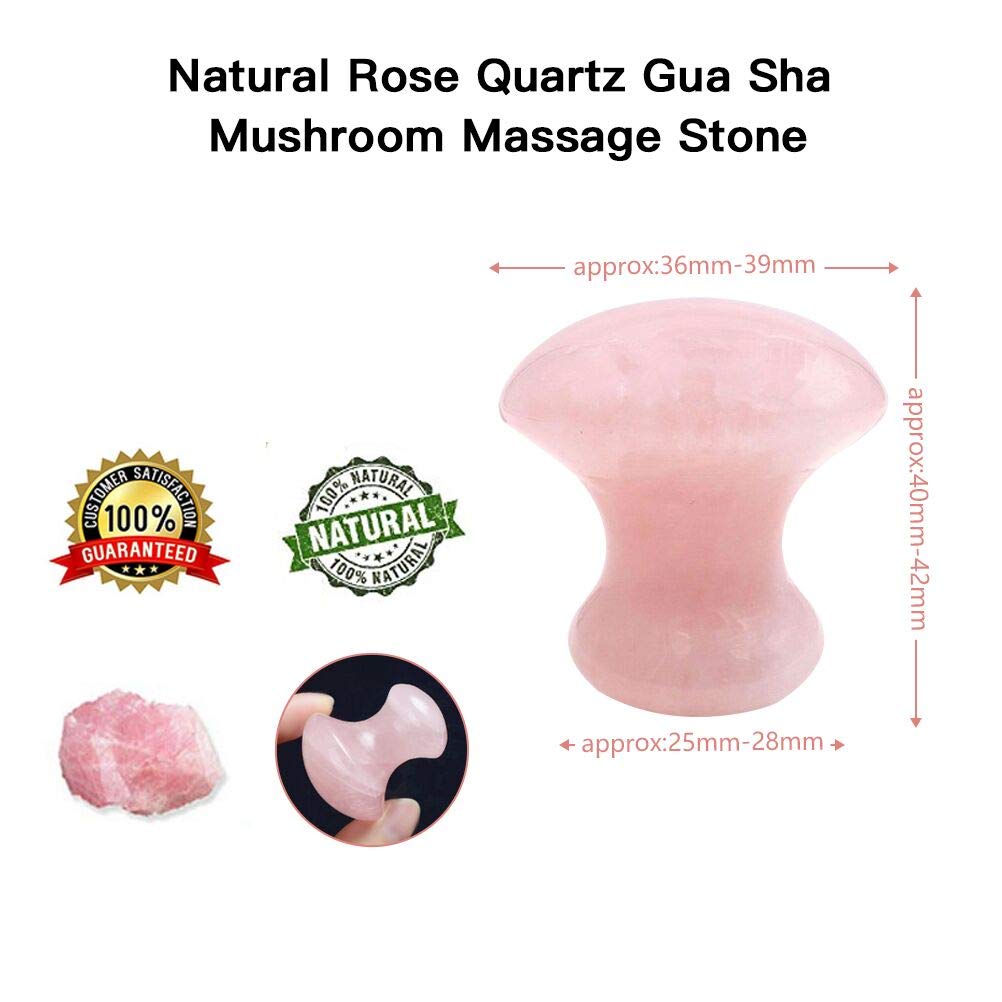 TOP-VRA Rose Quartz mushroom gua sha targets the eye area for soothing relief.