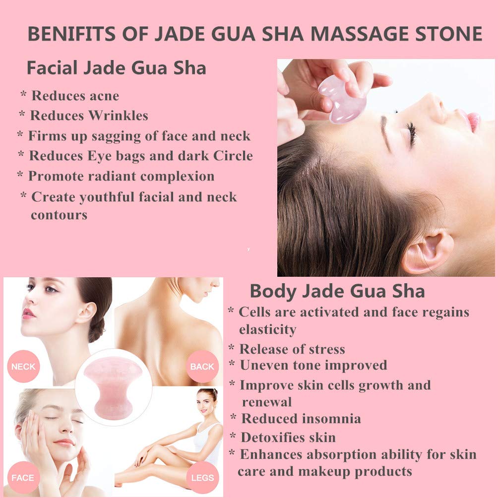 TOP-VRA Rose Quartz mushroom gua sha packaging showing two stones.