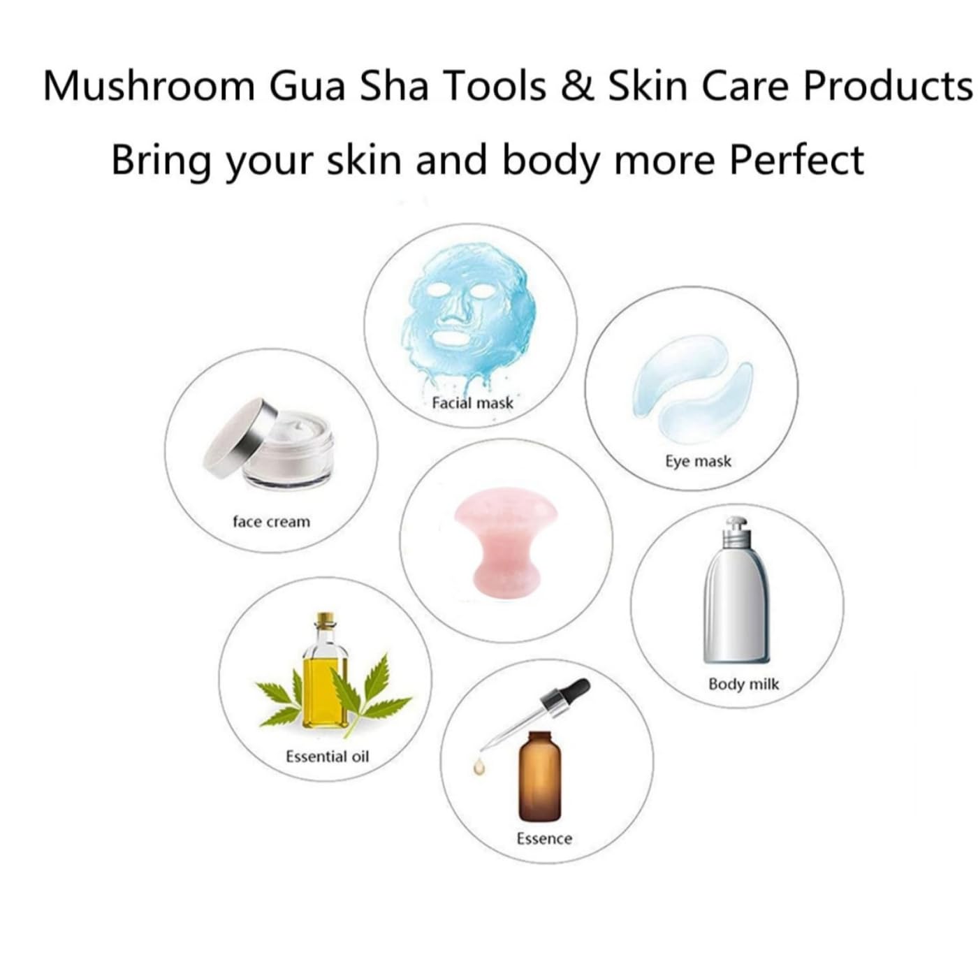 TOP-VRA Rose Quartz mushroom gua sha set displayed as a gift.
