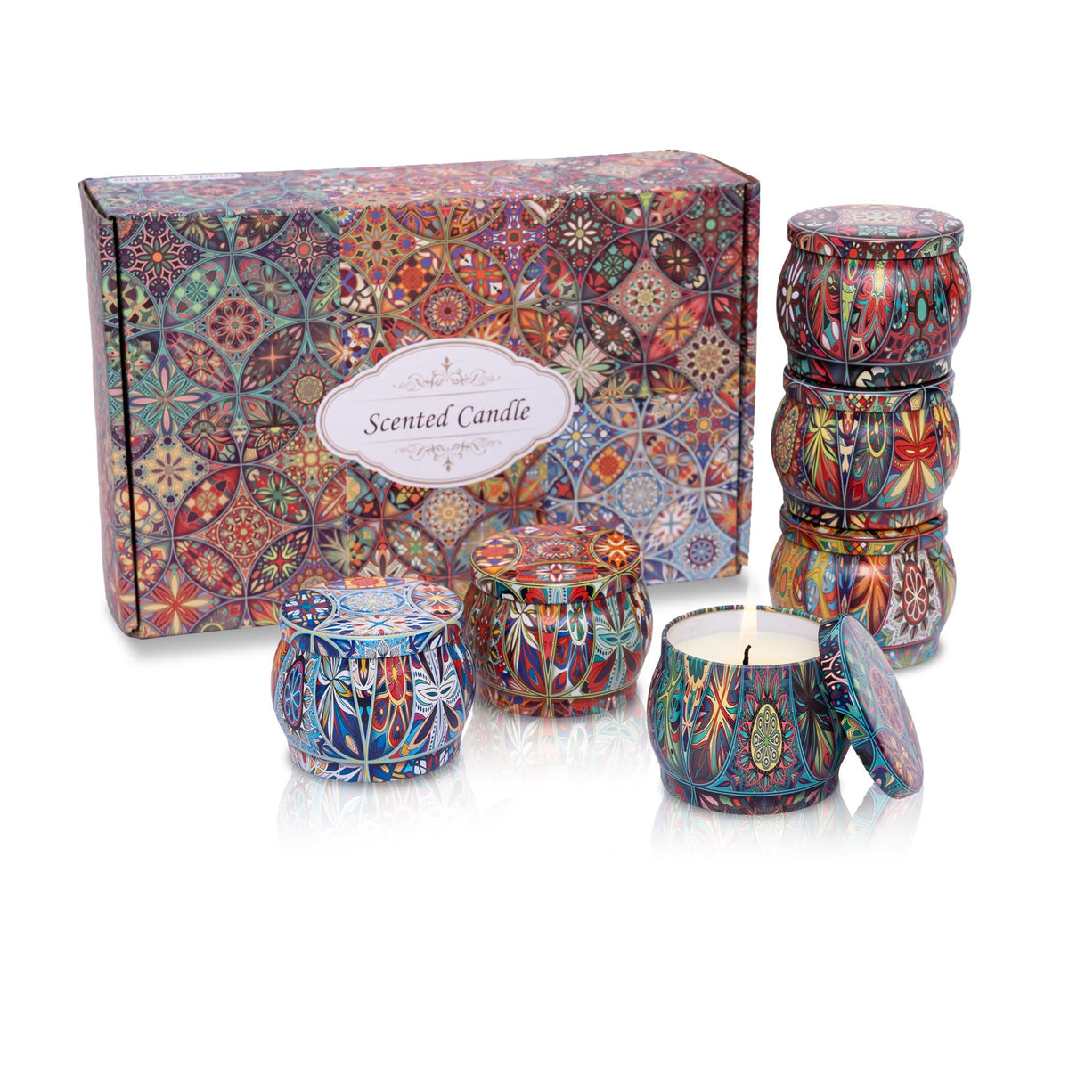Topadorn gift box with six candles, ideal for gifting and home ambiance.