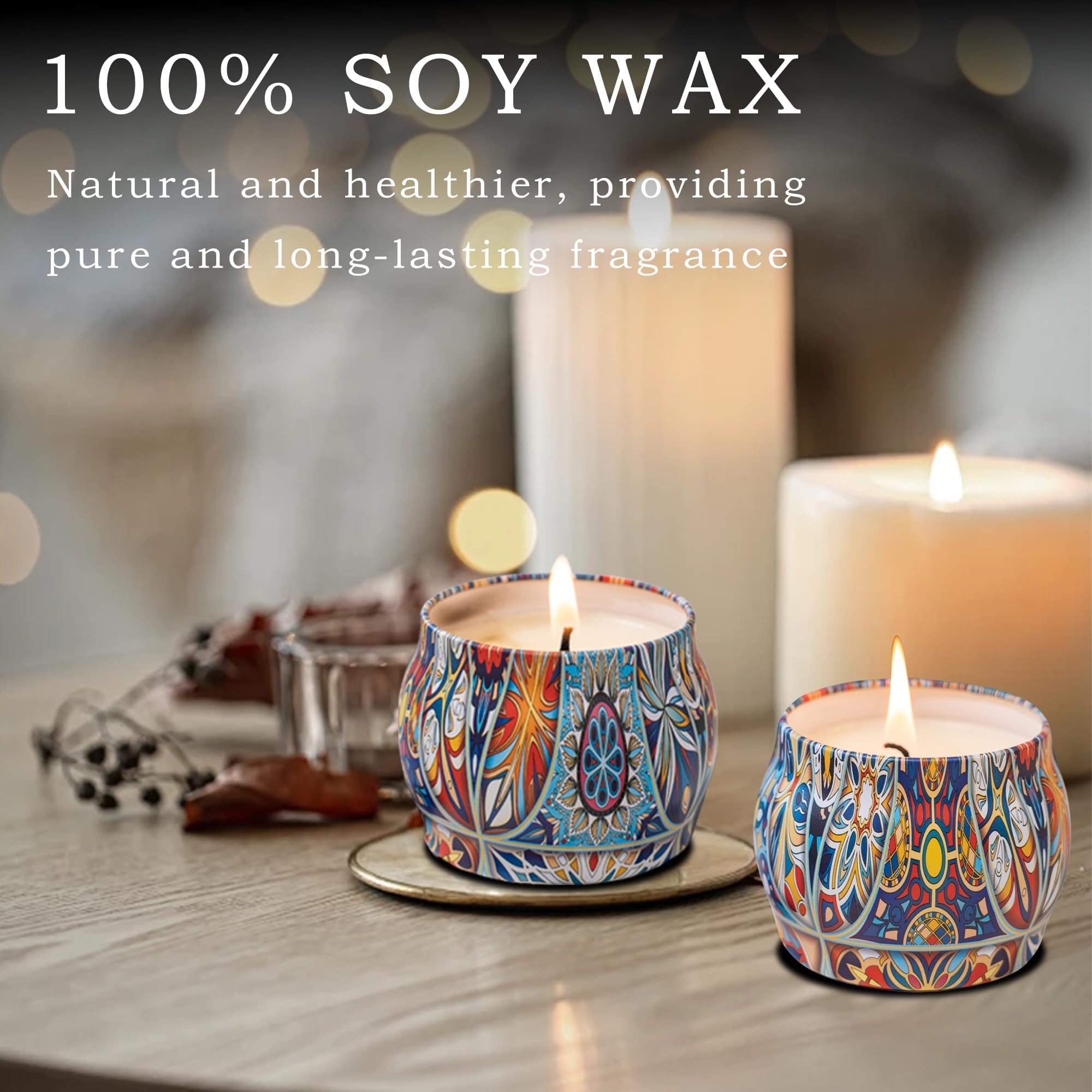 Topadorn jasmine candle jar creating a subtle floral ambiance for relaxation.