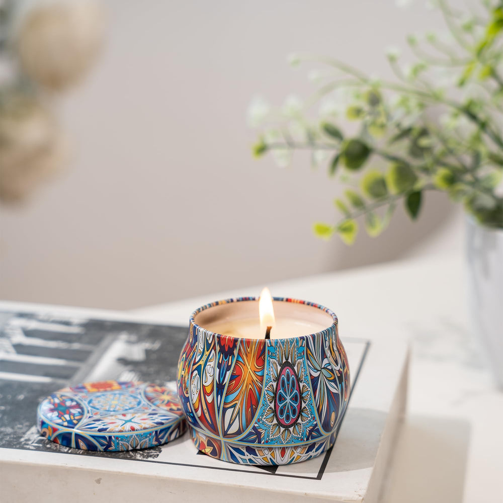 Topadorn lavender candle jar promoting calm and restful evenings.