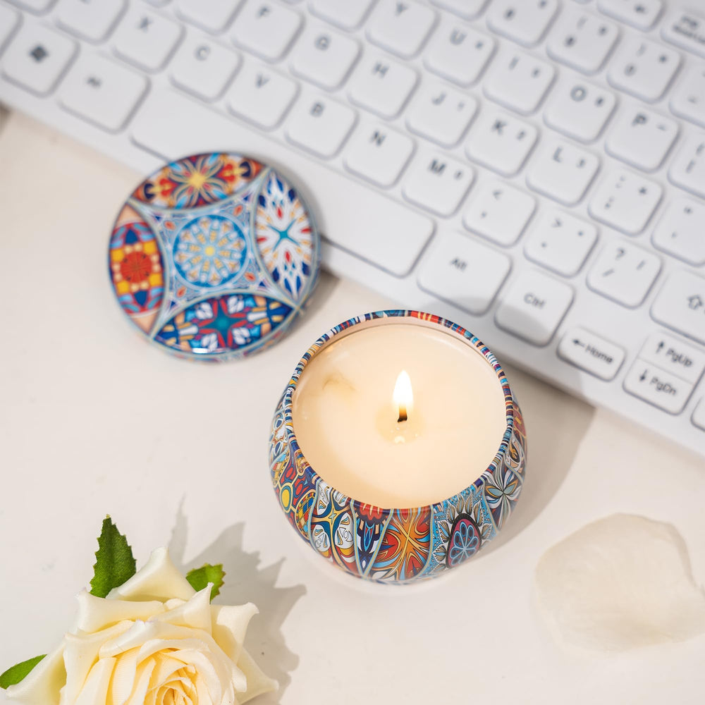 Topadorn rosemary candle jar supporting focus during study or meditation.