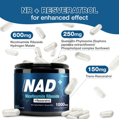 TOPCAPAK NAD+ 1000mg bottle closeup highlights premium liposomal formulation.