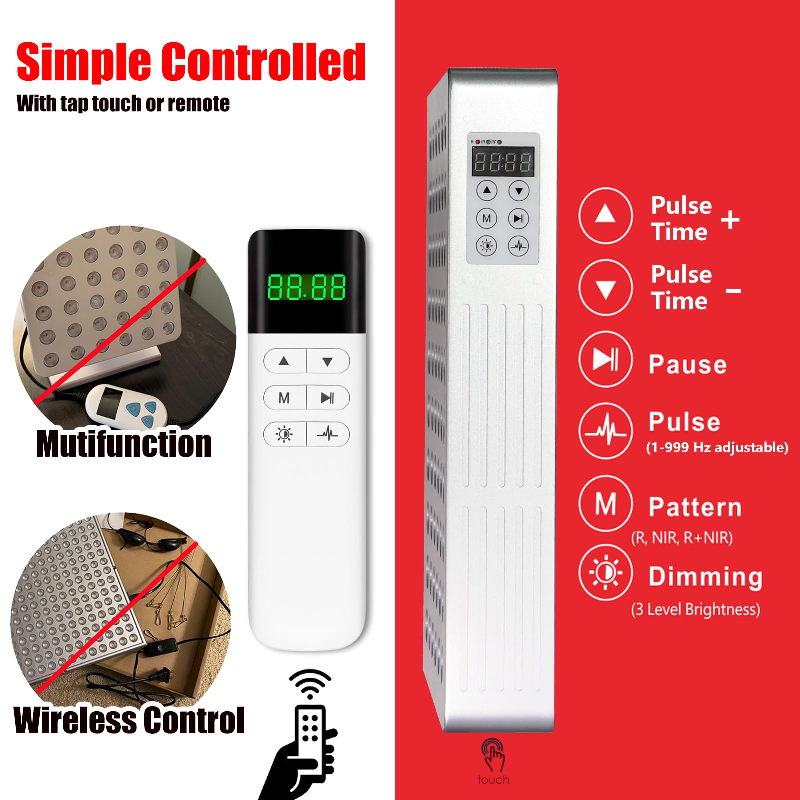 Topcupro red light panel remote control for easy session customization
