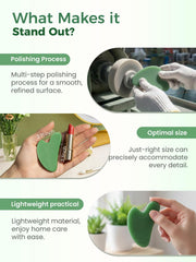 Tophld Green Gua Sha tool applied for facial acupressure and relaxation.