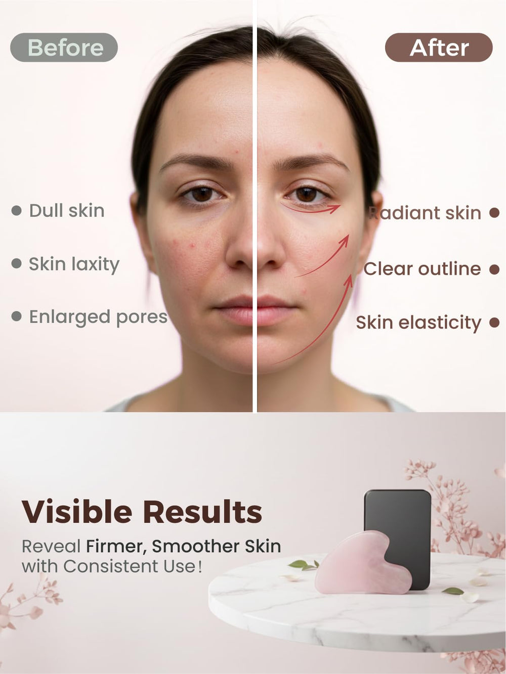 TOPHLD Gua Sha pink eye-area tool for soothing around eyes and brightness