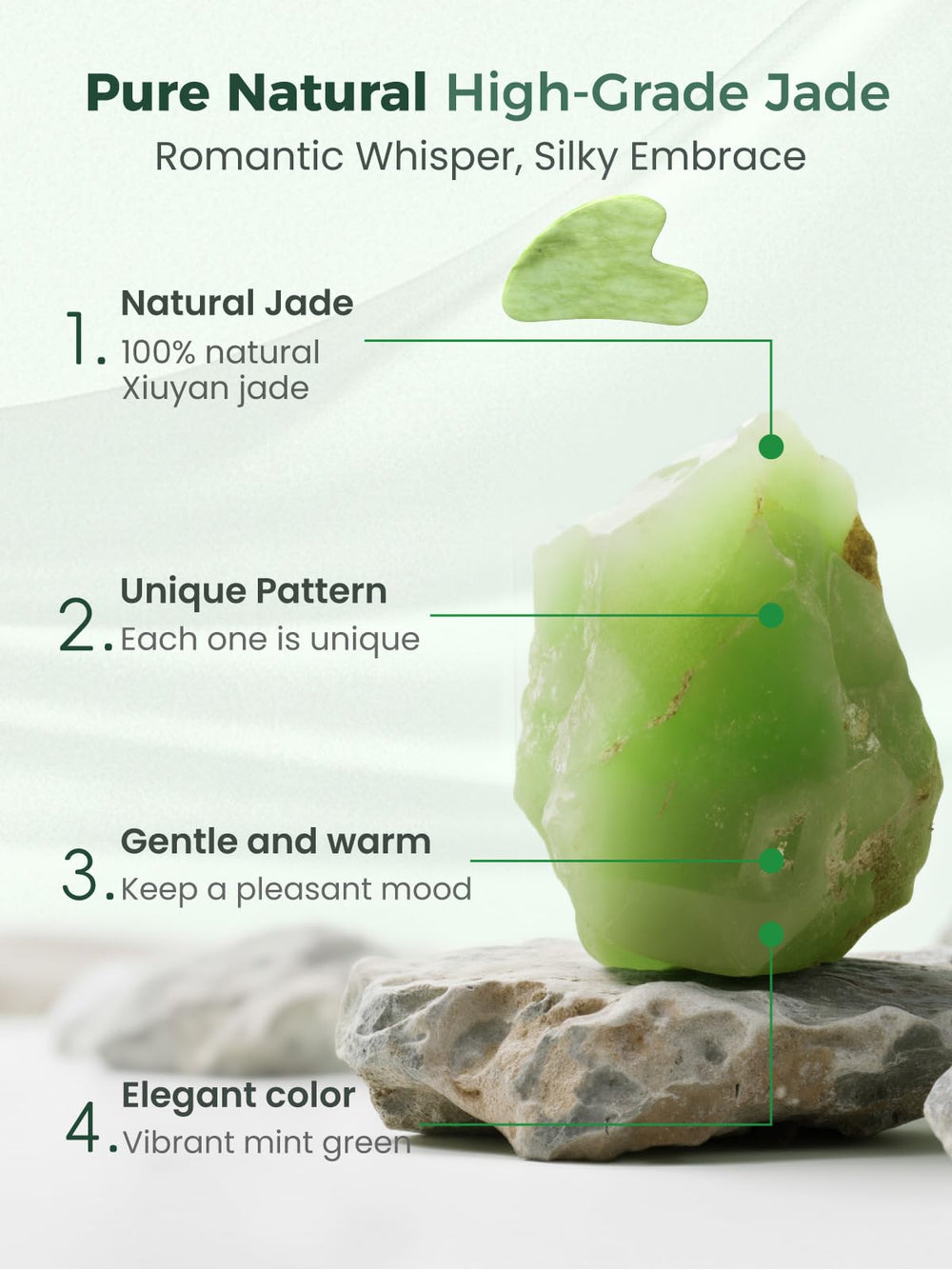 Tophld jade stone Gua Sha close-up with smooth surface
