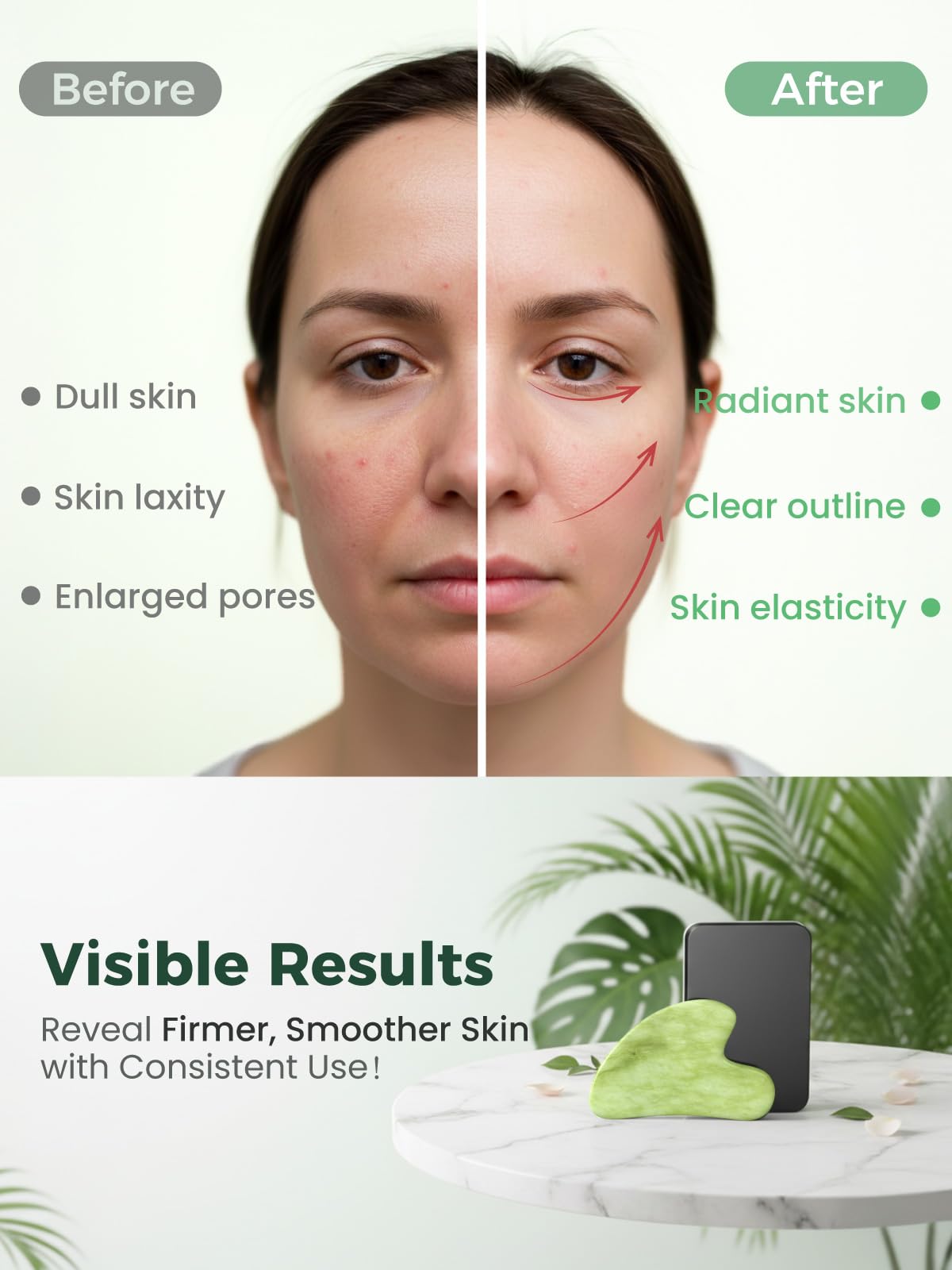 Tophld portable jade Gua Sha tool for travel skincare