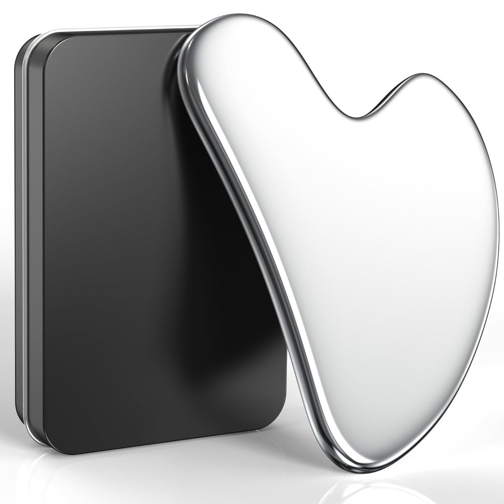 tophld stainless steel gua sha tool for the face promotes circulation and soothing massage.