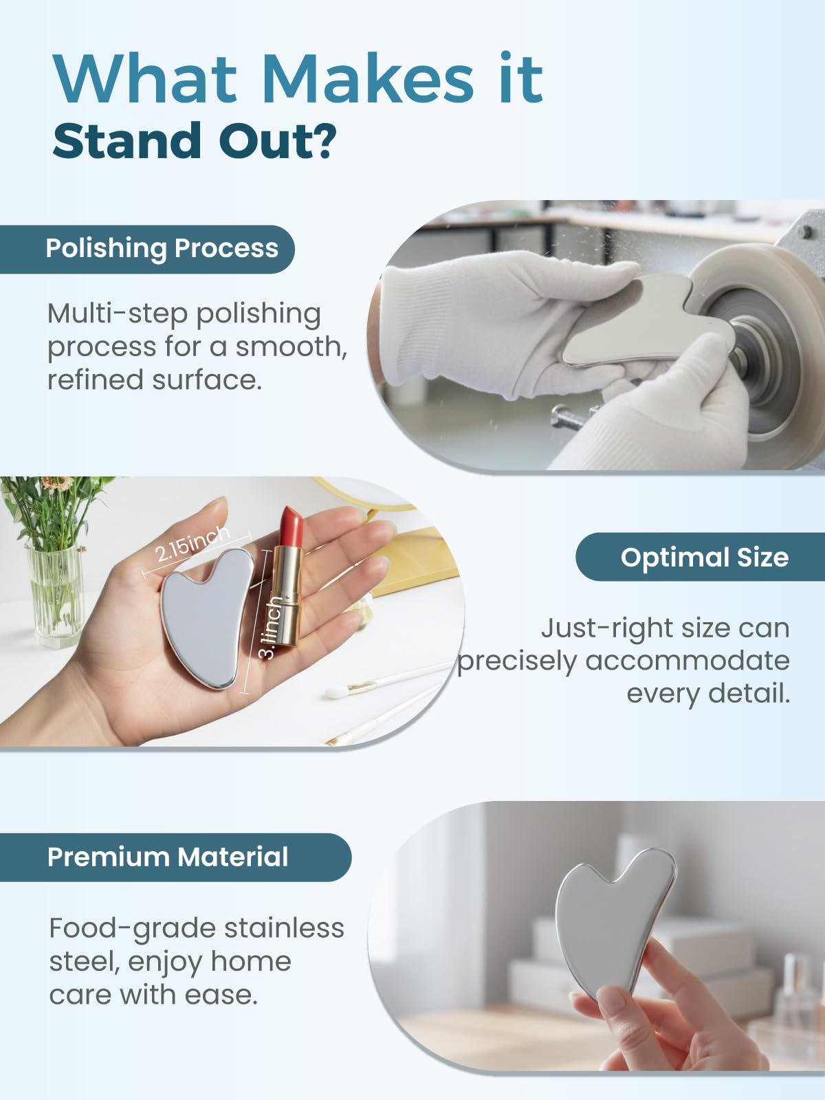 tophld gua sha tool handheld demonstrates portable, easy-to-use design.