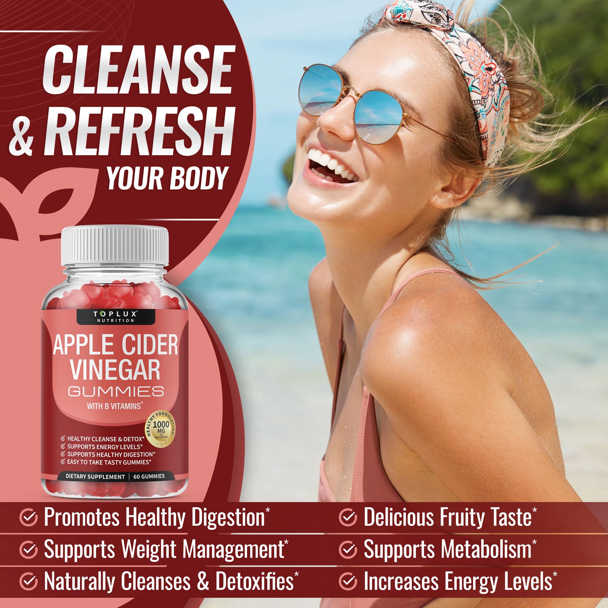 Toplux ACV Gummies ingredients beetroot and pomegranate for natural energy
