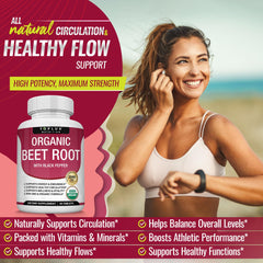 Toplux beet root tablets nutrition label emphasizes vitamins and minerals