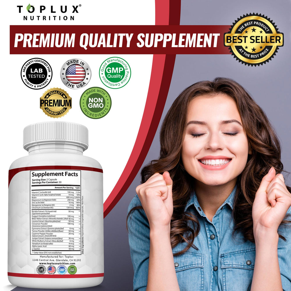 Toplux Blood Sugar Complex Chromium component supports essential mineral balance