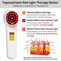 Side view of the handheld Toponechoice red light device, compact and portable