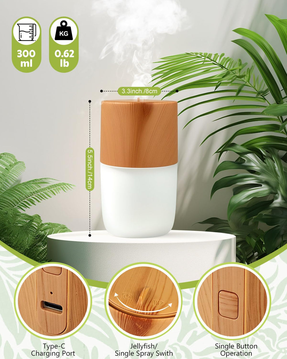 Torlaist 300ml diffuser features auto shut-off for safety