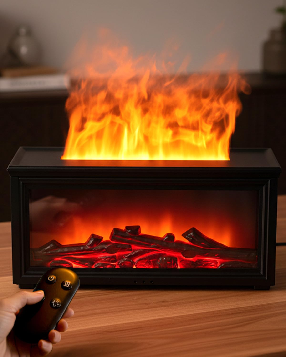 Torlaist essential oil diffuser with fire-flame LED for cozy evenings.