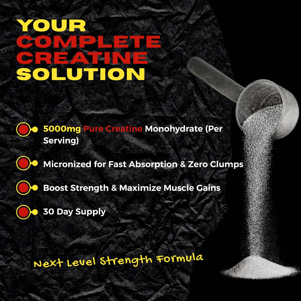 TORO BOOM creatine powder being poured into a shaker for training.