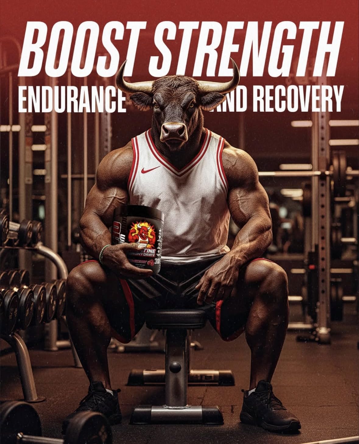 TORO BOOM creatine monohydrate scoop beside powder signaling precise dosing.