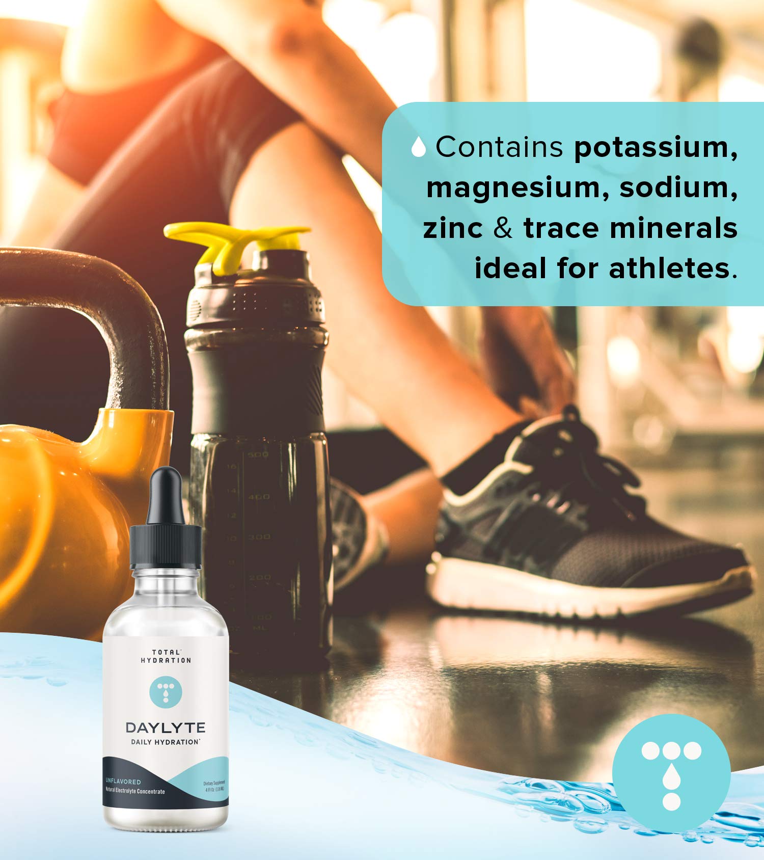 Total Hydration Daylyte Drops daily use scenario with glass of water