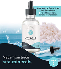 Total Hydration Daylyte Drops label closeup emphasizing unflavored, sugar-free formulation