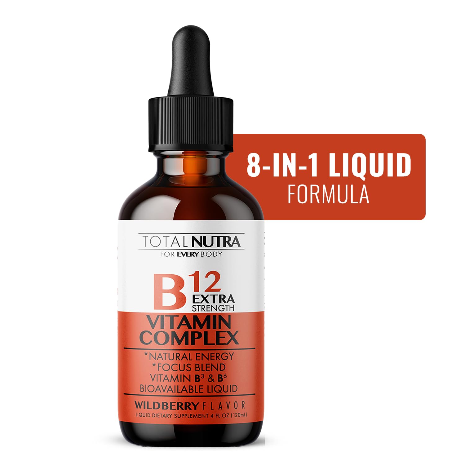 Total Nutra glass bottle with visible liquid drops