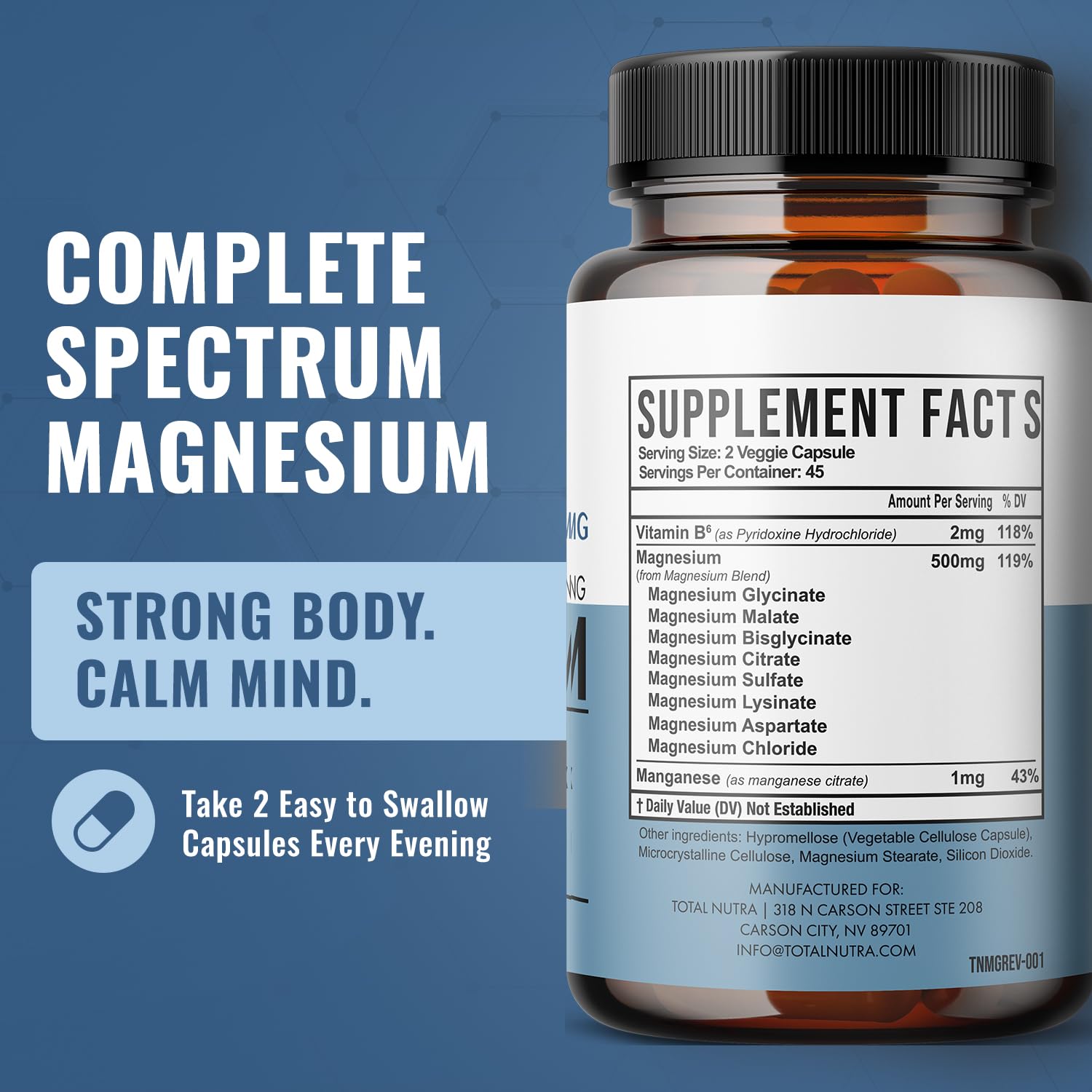 Total Nutra magnesium malate form supports active lifestyle and flexibility.