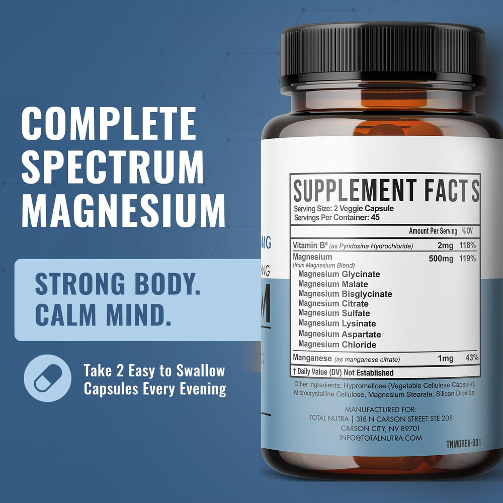 Total Nutra magnesium malate form supports active lifestyle and flexibility.