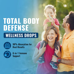 Total Nutra passion fruit flavor drops deliver tasty immune support for adults and kids.