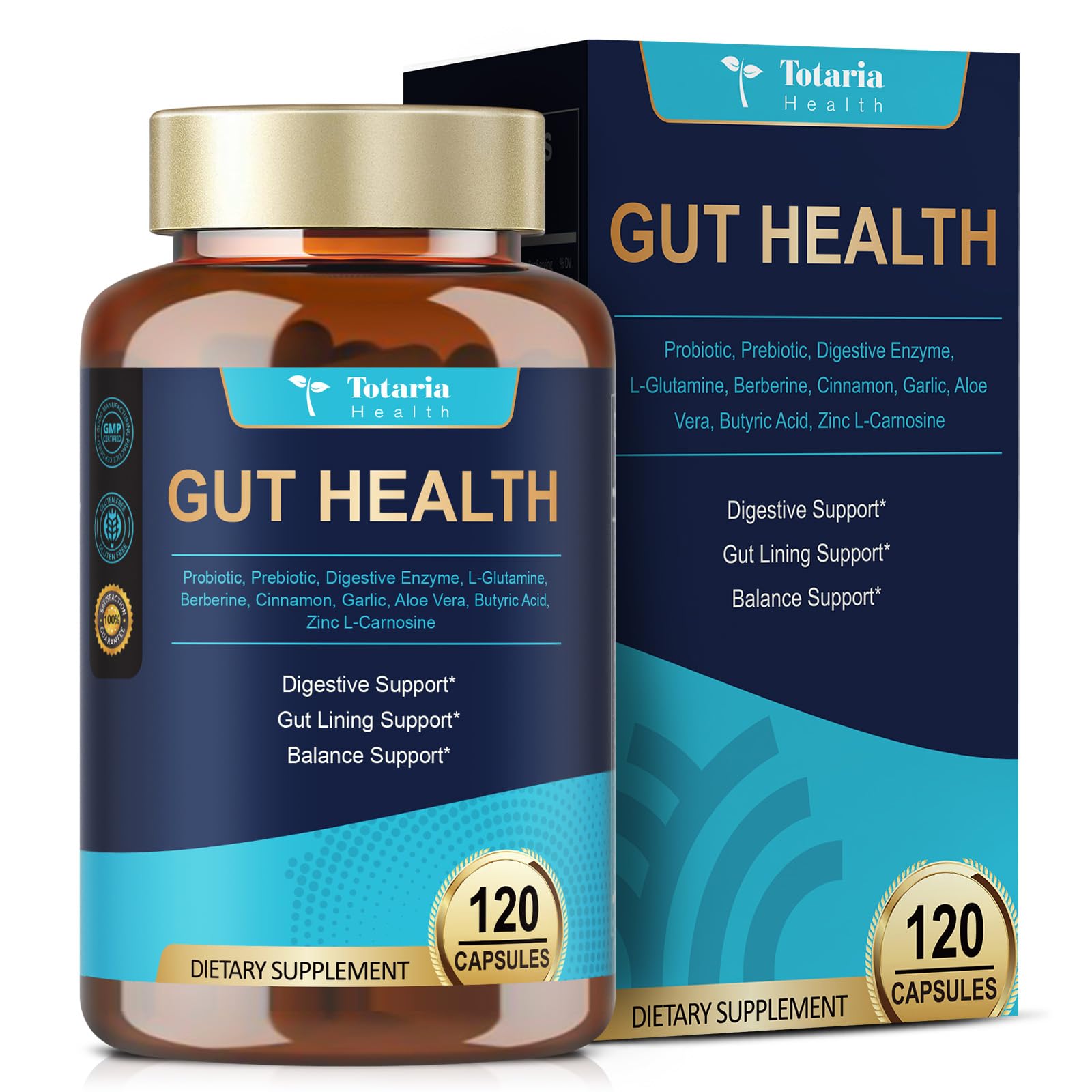 Totaria 4-in-1 gut health bottle shown for daily digestive balance