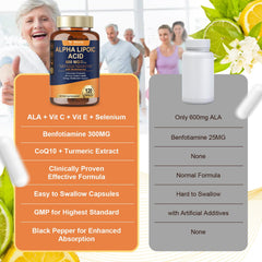 Totaria Alpha Lipoic Acid bottle packaging with CoQ10 and chromium supplements.