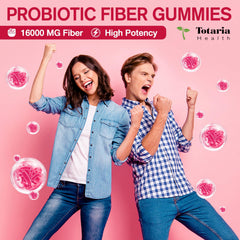 Totaria apple-flavor gummies close-up showing tasty fiber support