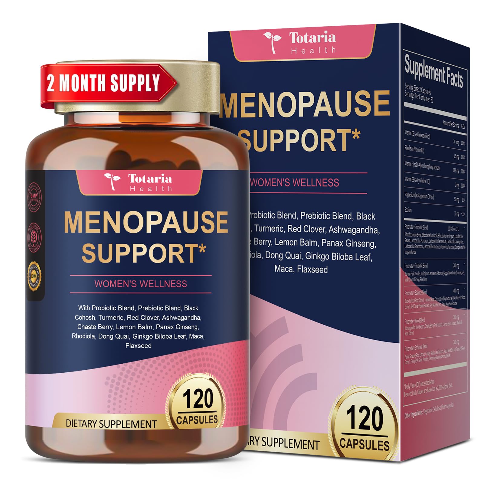 Totaria bottle with capsules close-up for easy daily menopause support