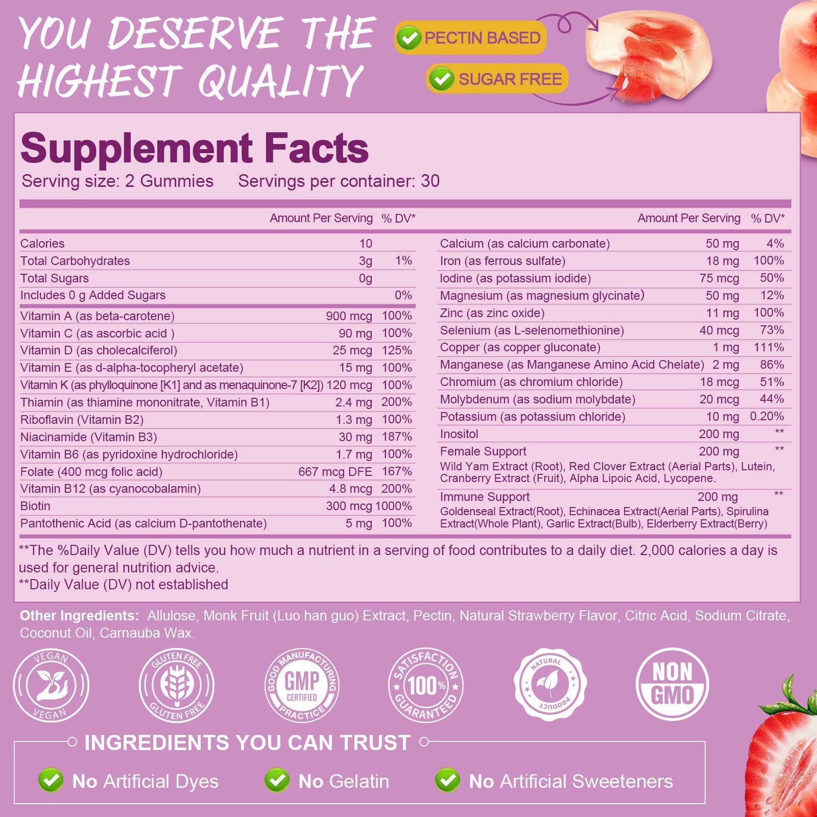 Totaria bottle nutrition facts label closeup communicates comprehensive vitamin coverage.