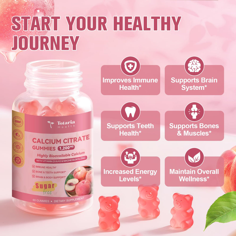 Totaria calcium citrate gummies with vitamin D3 and K2 for calcium use.