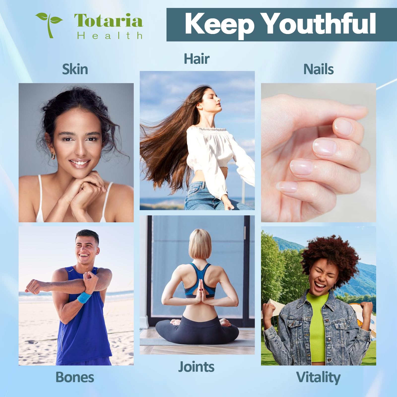 Totaria Collagen Pro Vitamin C image signals collagen protection and vitality.
