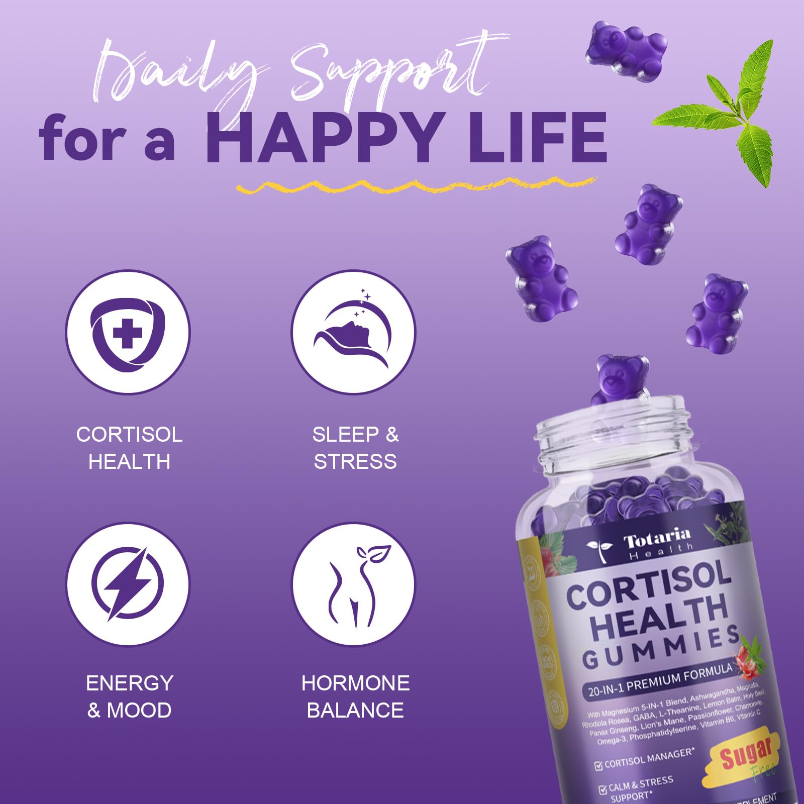 Totaria Gummies on nightstand with calming elements for bedtime relaxation