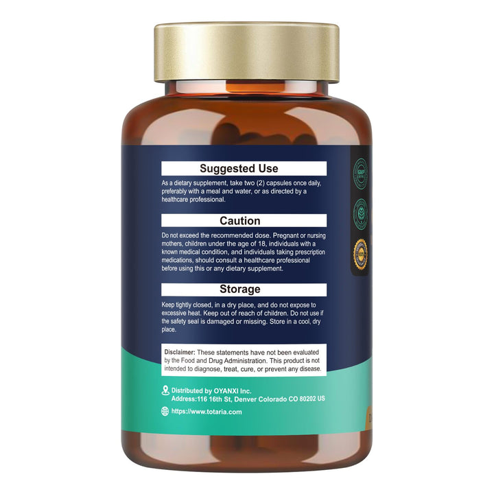 Totaria high absorption bottle label communicates premium formulation benefits