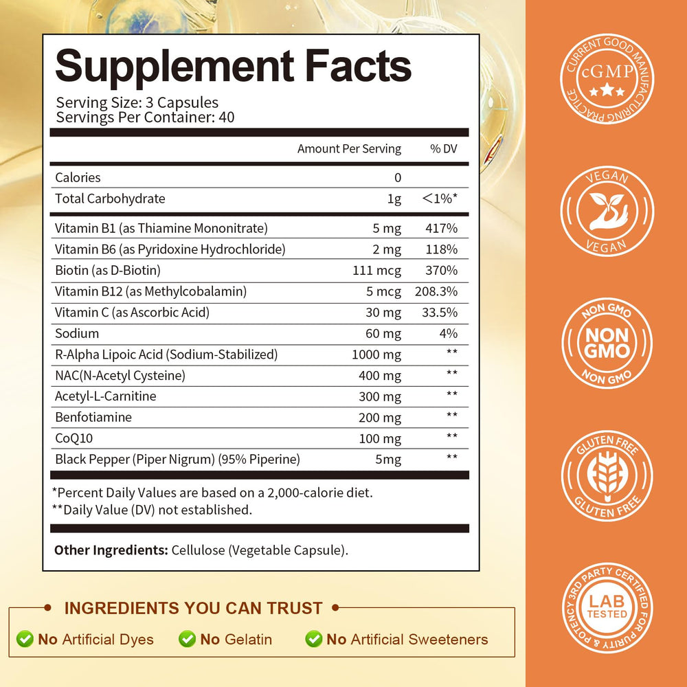 Totaria ingredients panel with NAC and CoQ10 for antioxidant synergy