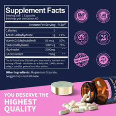 Totaria Inositol vegan and gluten-free icons emphasize clean ingredients